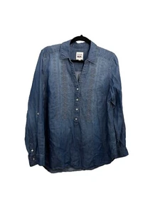 Code Bleu Jeanshemd bestickt Kragen Damen große Rollriegelärmel - Bild 1 von 9