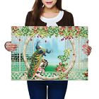 A2 - 3D Flowery Peacock Illustration Poster 59.4X42cm280gsm #21058