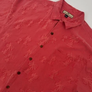 Tommy Bahama Jacquard Hemd Herren L Rosa Palme Kurzarm Kragen Button Down - Bild 1 von 11