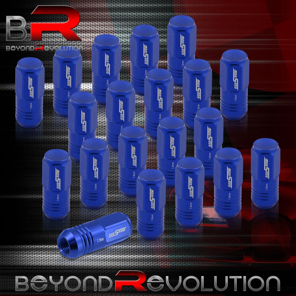 M12X1.5mm Wheels Rims Ribbed Security Locking 20 Pieces Lug Nuts Set JDM Blue - Image 1 of 3