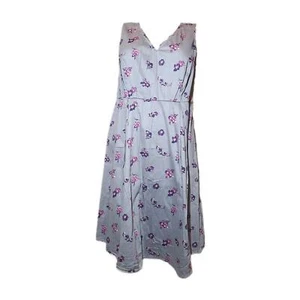 Lane Bryant Gray Spring Floral Purple Pink Sleeveless Cottage Dress Women Sz 14 - Picture 1 of 9
