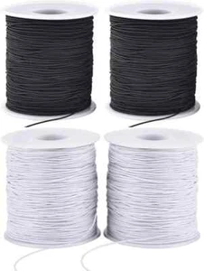 Stretchy String for Bracelets, 4 Rolls 1 mm Sturdy Elastic Black and White - Picture 1 of 3