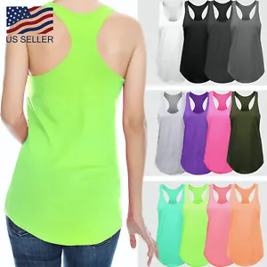 Womens Basic Tank Top Racer Back Yoga Tee Work Out Gym Sleeveless Shirts