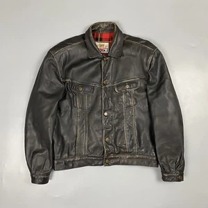 RARE vintage Lee Rider Leather Jacket Mens L Large 90s - Picture 1 of 15