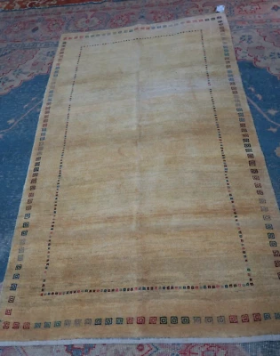 Fine Hand Knotted Wool Nomad Gabbeh Rug Runner 4'1 x 6'10 Modern Art Deco - Image 1 of 4