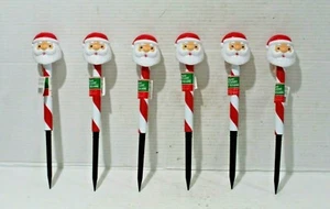 Set of 6 - Christmas House Plastic Solar powered Santa stake Lights 14" tall - Picture 1 of 2