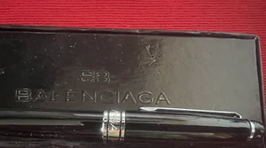 π΄ BALENCIAGA penna sfera lacca nera profili cromati scrive con scatola - Picture 1 of 12