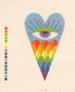 Zecca Modern Colorful Eye Heart with Scales Handpainted Needlepoint Canvas - Picture 1 of 1