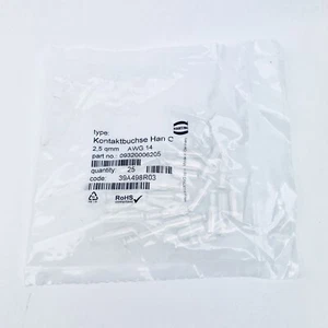 HARTING 09320006205 HAN C-FEMALE CONTACT 2.5 qmm AWG 14 SILVER PLATED (25 PACK) - Picture 1 of 6