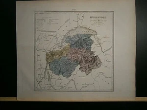 Grande carte 44 cm X 36 cm couleur 1878: Haute Savoie - Picture 1 of 3