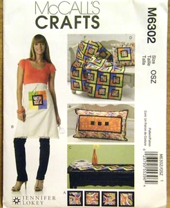 MCCALLS PATTERN 6302 CRAFTS  APRON RUNNER PILLOWS LAP QUILT   UNCUT  NEW - Picture 1 of 2