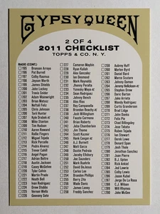 2011 Topps Gypsy Queen Checklists #2 195-Inserts - Picture 1 of 2