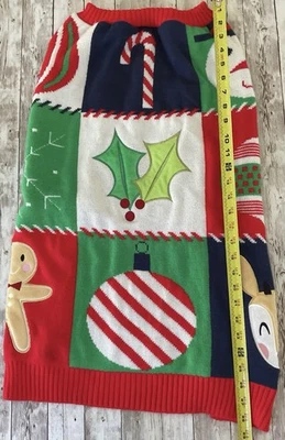 Christmas Pet Sweater XL Dog Holiday Knit Reindeer Gingerbread Ugly Sweater - Image 1 of 4