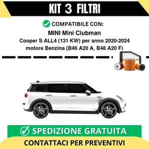 Kit 3 Filtri Tagliando per MINI Mini Clubman Cooper S ALL4 131 kw Benzina 202... - Imagen 1 de 2