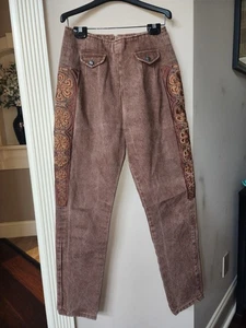 Valentino Roma Jeans Womens Size 30 Brown Embroidered Western Italy - Picture 1 of 8
