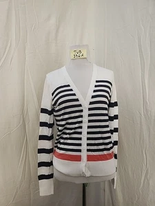 Cárdigan a Rayas Loft Azul Marino Y Blanco Con Acento Rosa Talla M - Imagen 1 de 7