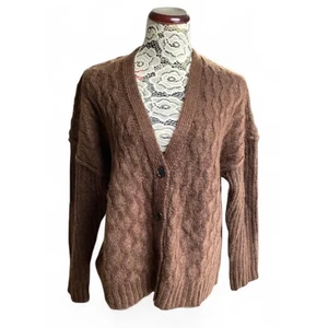 American Eagle Strickjacke mit Zopfmuster Knopfleiste Gr. Small braun - Bild 1 von 8