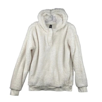 Lukka Lux Fuzzy Sherpa Pullover Hoodie Womens Medium Plush White - Image 1 of 4
