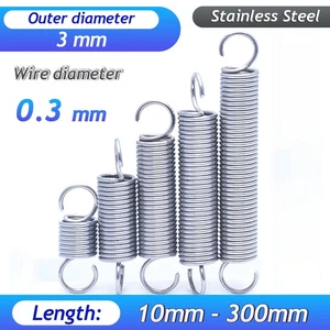 304 Stainless Steel With Hook Extension Expansion Tension Springs Wire Dia 0.3mm - Picture 1 of 15