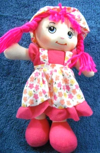 *2419* Colourful pink girl Doll with flowers on her clothes - 23cm - free post - Picture 1 of 4
