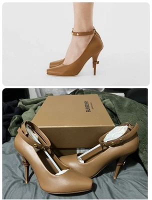 Burberry marrón ámbar tacón peep toe para mujer - talla 36,5 EU (US 6,5) Foto 1 de 4