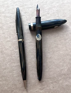 Lápiz mecánico y pluma estilográfica Sheaffer Balance 400 vintage marrón estriado - Imagen 1 de 24