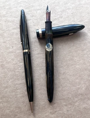 Lápiz mecánico y pluma estilográfica Sheaffer Balance 400 vintage marrón estriado Foto 1 de 4