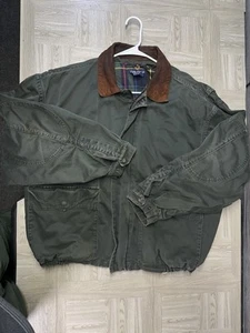 Vintage Nautica Jacket Men L Green Harrington Leather Collar 90s + Quilt Liner - Picture 1 of 20