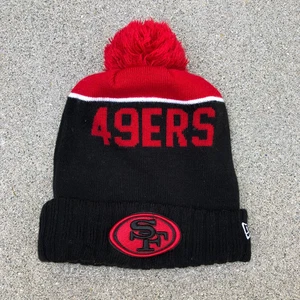 NEW ERA San Francisco 49ers Pom Beanie Hat Youth Boys Wool Blend NFL Black Cap - Picture 1 of 7