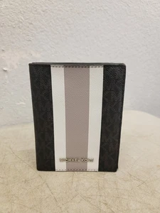 Michael Kors Logo Bedford Travel Passport Wallet Black Stripe - Picture 1 of 11