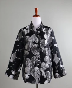 IC BY CONNIE K COLLECTION $165 Silver Floral Jacquard Jacket Top Size Medium - Picture 1 of 6