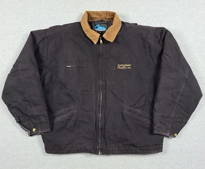 VINTAGE Tri Mountain Jacket Men XL Black Canvas Quilted Detroit Workwear Style - Image 1 of 4