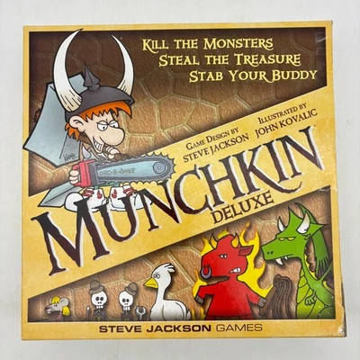Munchkin Deluxe COMPLETE Steve Jackson Games John Kovalic Monsters Treasure - Image 1 of 4