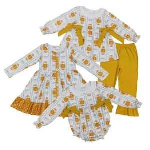 Sibling Baby Girls Fall Pumpkin Matching Clothing - Picture 1 of 7