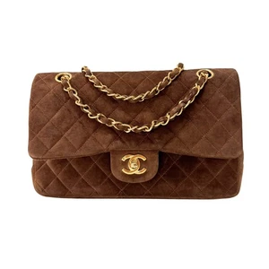 CHANEL Classic Double Flap Small Brown Suede Shoulder Bag - Picture 1 of 14