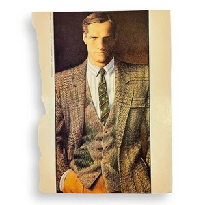 Valentino Gentlemen's Quarterly Advertisement Fashion Illustration Menswear 1984 - Picture 1 of 7