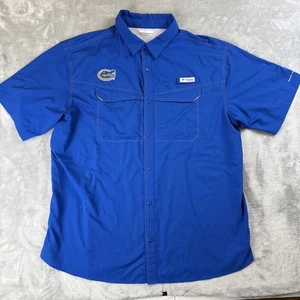 Columbia PFG Florida Gators Fishing Shirt Men’s XXL Blue Vented Omni-Shade Pocke - Picture 1 of 15