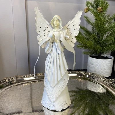 Angel Freestanding Decor Cream Metal 10.5 inch tall Rustic Charm - Image 1 of 4