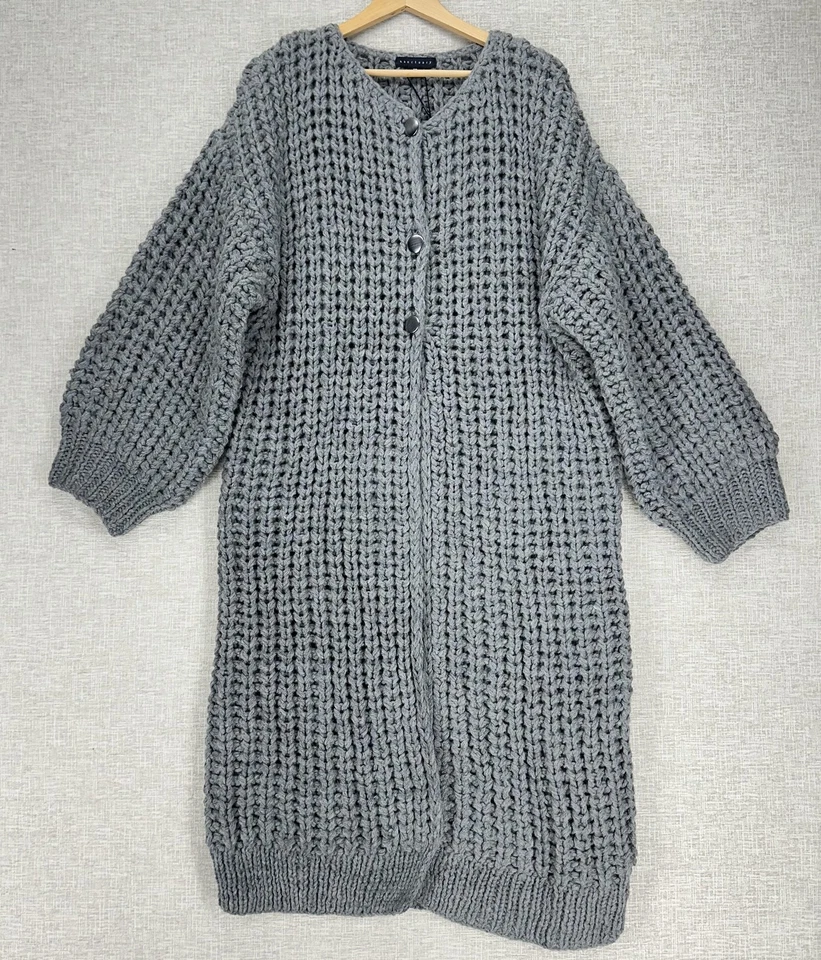 Sanctuary Cardigan Sweater Womens XXL Gray Chunky Knit Button Front Wool Blend - Image 1 of 4