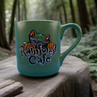 Rainforest Café Cha! Cha! Taza Green Red Eyed Tree Frog 16 oz 2000 Foto 1 de 4