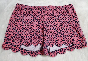 CROWN & IVY SHORTS SIZE 24W PINK NAVY SCALLOPED SHELBY 6 Inch Chino SHORT XX-22 - Picture 1 of 16