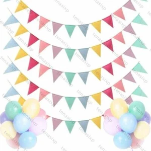 5x Jute Wimpelkette bunt Banner Girlande Party Deko Hochzeitsdeko Karneval 4m . - Bild 1 von 12
