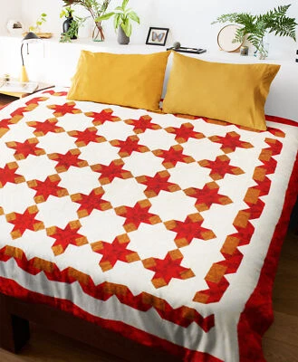 Patchwork Star variation FINISHED QUILT - Large size & Great borders - Very Nice - Image 1 of 4