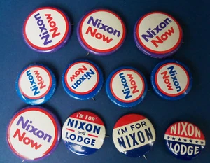 Richard M Nixon Campaign Buttons Pinbacks mit 1960 Lodge & 1968 - Bild 1 von 2