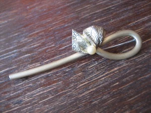 dekorative Biedermeier Brosche Schleife verziert Perle gold Doublé um 1880 - Picture 1 of 2