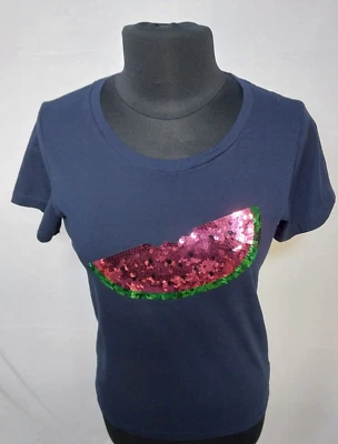 Camiseta de Coleccionista J.Crew Sandía Lentejuelas en Azul Marino Talla M Foto 1 de 4