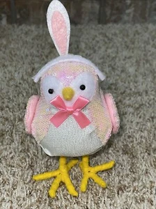 Simply Spring Fabric Easter Bunny Ear Bird 2022 Collection Pink Sequins - Picture 1 of 9