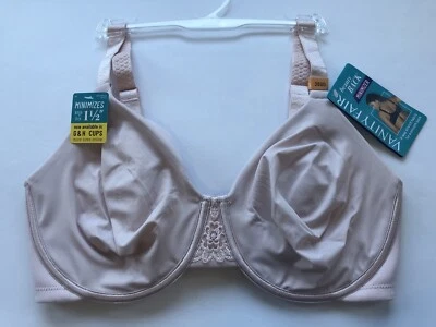 Sujetador con aros minimizador trasero Vanity Fair Beauty 76080 36DD cuarzo transparente rosa nuevo con etiquetas Foto 1 de 4