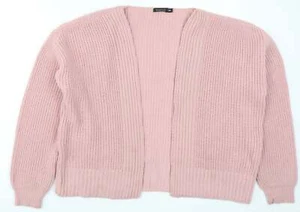 Boohoo Womens Pink V-Neck Acrylic Blend Cardigan Size M - Picture 1 of 12