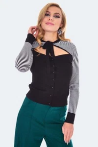 Cardigan donna retrò ritagliato a righe stile vintage - Foto 1 di 5